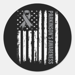 Parkinsons Disease Awareness Ribbon American Flag Classic Round Sticker