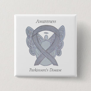 Parkinson's Disease Awareness Ribbon Angel Art Pin