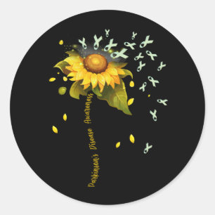 Parkinson's Disease Awareness Sunflower Ribbon Sup Classic Round Sticker