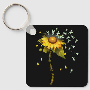 Parkinson's Disease Awareness Sunflower Ribbon Sup Key Ring