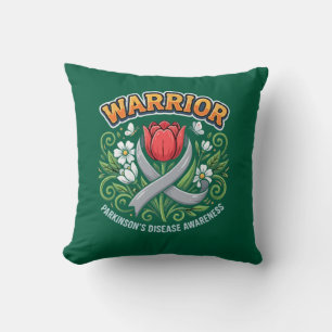 Parkinson's Disease Awareness Warrior Red Tulip Cushion