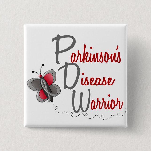Parkinson's Disease Butterfly 2 Warrior 15 Cm Square Badge (Front)