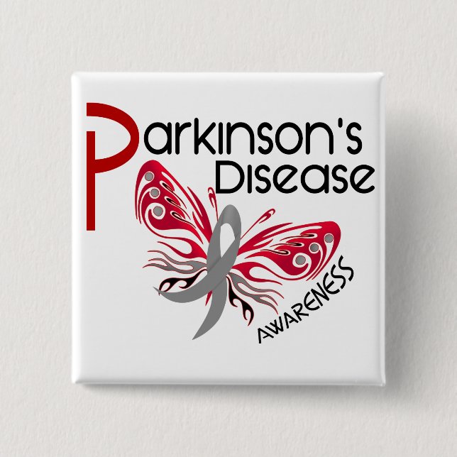 Parkinsons Disease BUTTERFLY 3.1 15 Cm Square Badge (Front)