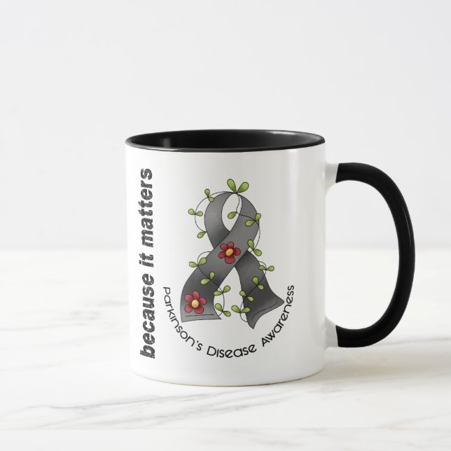 Parkinsons Disease Flower Ribbon 3 Mug (Right)