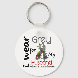 Parkinsons Disease I Wear Grey For My Husband 43 Key Ring