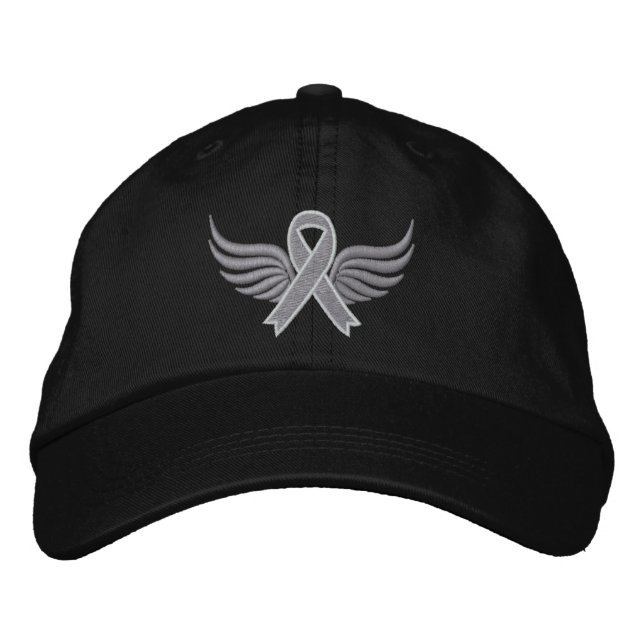 Parkinsons Disease Ribbon Wings Embroidered Hat (Front)