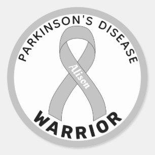 Parkinson's Disease Warrior Ribbon White Classic Round Sticker