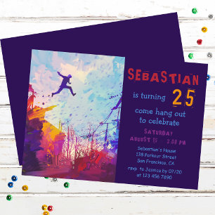 Parkour 25th Birthday Urban Freerunning Party Invitation