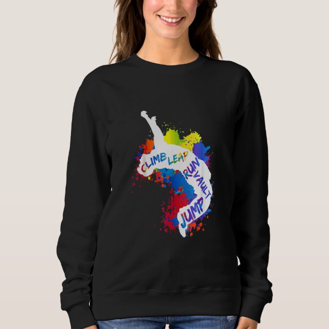 Parkour City Ninja Free Running Jump Leap Vault At Sweatshirt (Front)