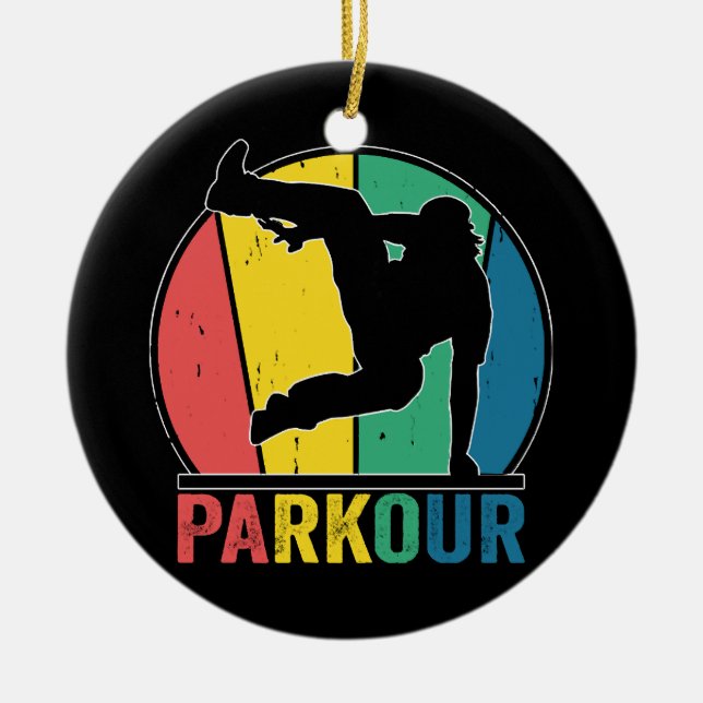 Parkour Free Running Training Traceur Retro  Ceramic Ornament (Front)