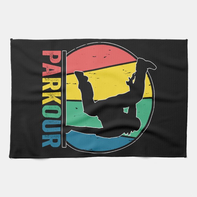 Parkour Free Running Training Traceur Retro  Tea Towel (Horizontal)
