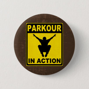Parkour In Action Signboard 6 Cm Round Badge