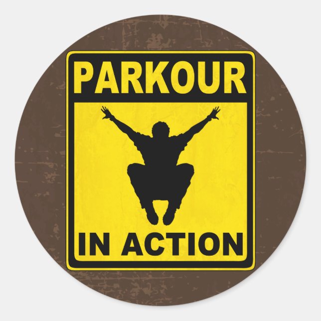 Parkour In Action Signboard Classic Round Sticker (Front)