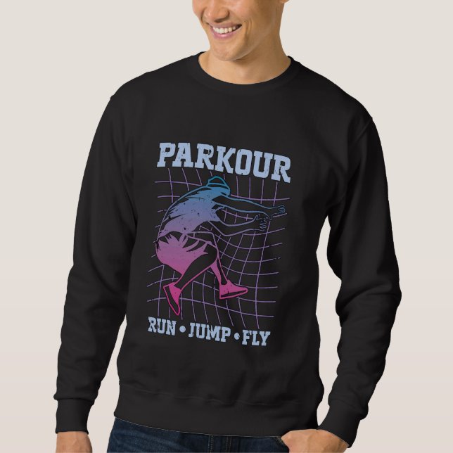Parkour Run Jump Fly Loves Freerunning Backflip Pa Sweatshirt (Front)