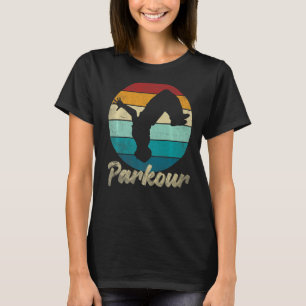 Parkour Silhouette Modern Outdoor Hobby Retro Colo T-Shirt