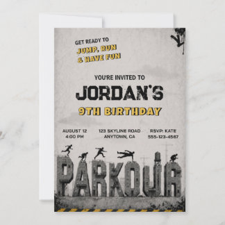 Parkour Trampoline Birthday Party Invitation