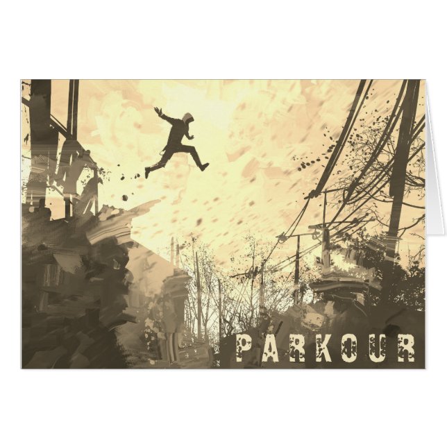 Parkour Urban Free Running Free Styling Art Sepia (Front Horizontal)