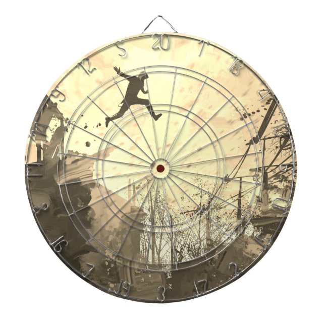 Parkour Urban Free Running Free Styling Art Sepia Dartboard (Front)