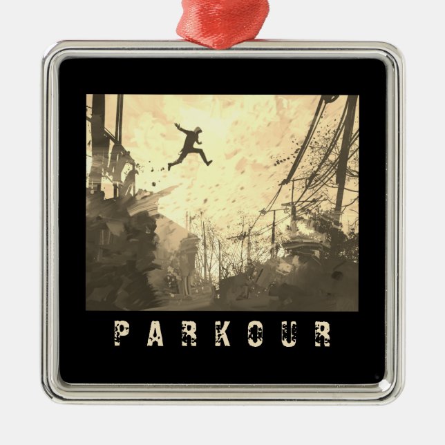 Parkour Urban Free Running Free Styling Art Sepia Metal Ornament (Front)