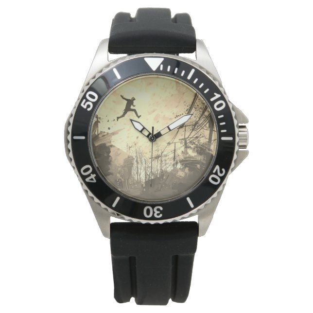 Parkour Urban Free Running Free Styling Art Sepia Watch (Front)
