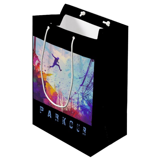 Parkour Urban Free Running Free Styling Sports Art Medium Gift Bag (Front Angled)