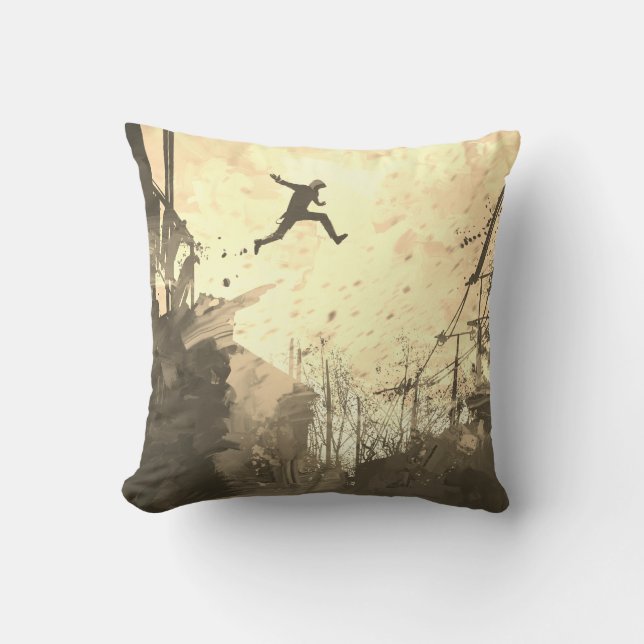 Parkour Urban Free Running Freestyling Art Sepia Cushion (Front)
