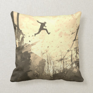 Parkour Urban Free Running Freestyling Art Sepia Cushion