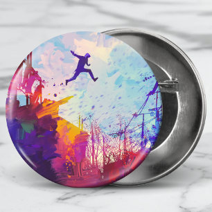 Parkour Urban Free Running Freestyling Modern Art 6 Cm Round Badge