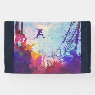 Parkour Urban Free Running Freestyling Modern Art Banner
