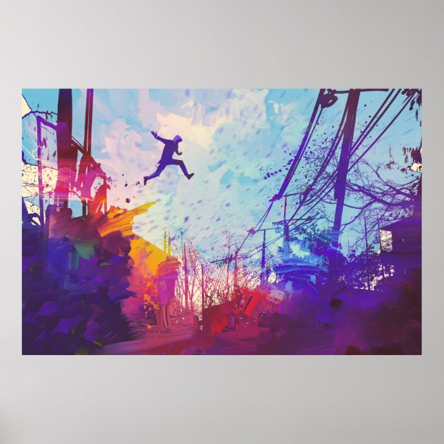 Parkour Urban Free Running Freestyling Modern Art Poster (Front)