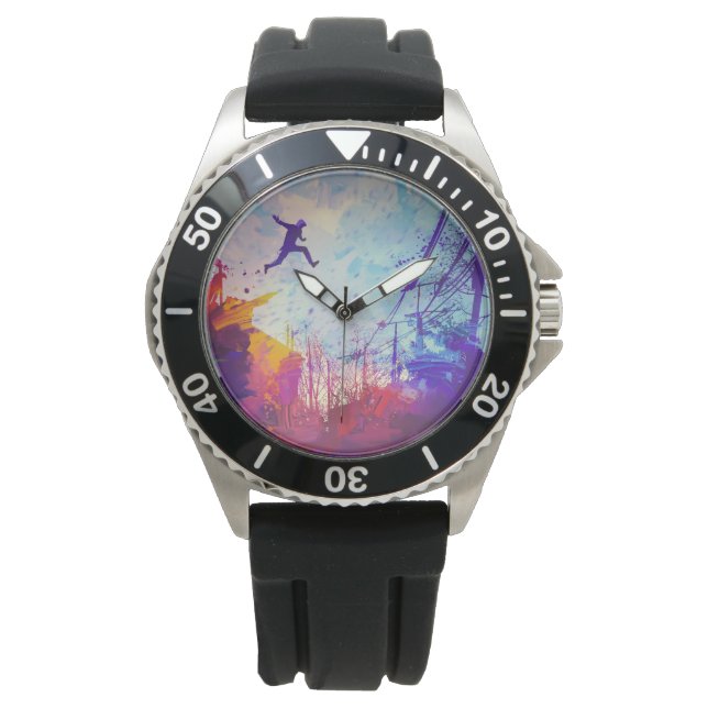Parkour Urban Free Running Freestyling Modern Art Watch (Front)