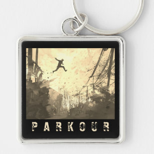 Parkour Urban Obstacle Course Modern Sepia Key Ring