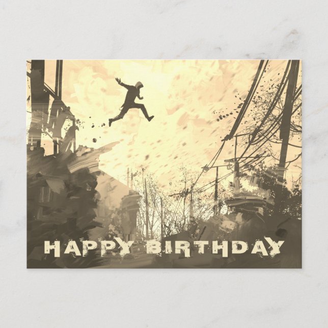 Parkour Urban Obstacle Course Modern Sepia Postcard (Front)
