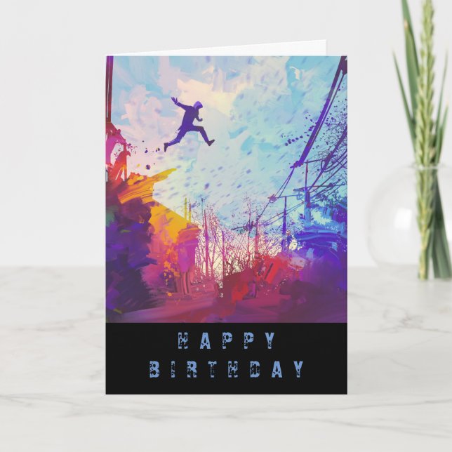 Parkour Urban Obstacle Course Modern Sport Art Card (Front)