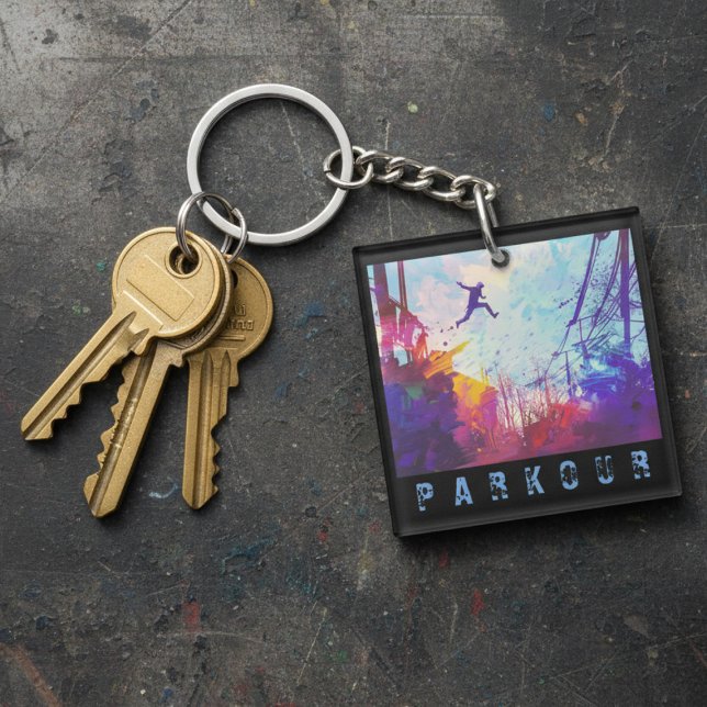 Parkour Urban Obstacle Course Modern Sports Art Key Ring (Creator Uploaded)
