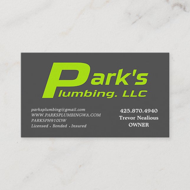 ParksPlumbing-09-10-2018 Business Card (Front)