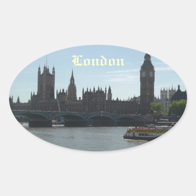 Parliament & Big Ben Oval Sticker (Front)