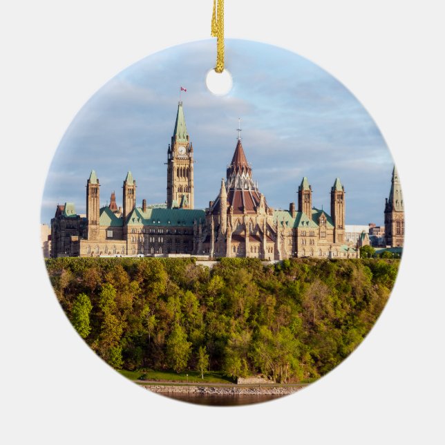 Parliament Hill in Ottawa - Ontario, Canada Ceramic Ornament (Back)