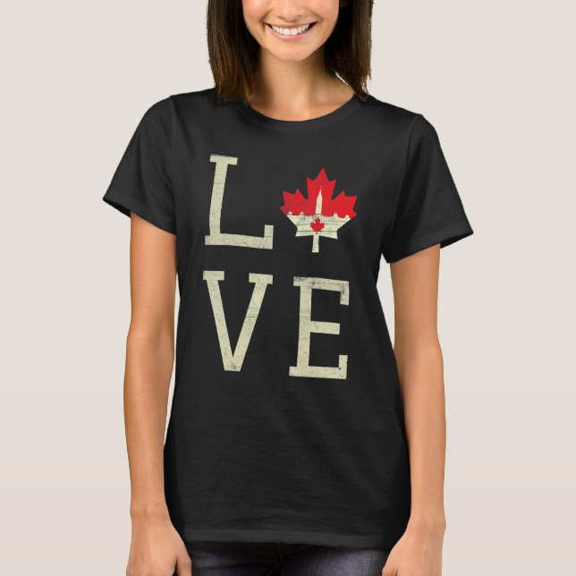 Parliament Love Canada Day Maple Proud Canadian Fl T-Shirt (Front)