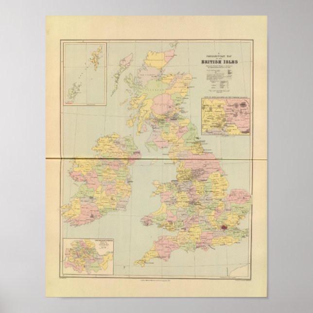 Parliamentary map, British Isles Poster (Front)