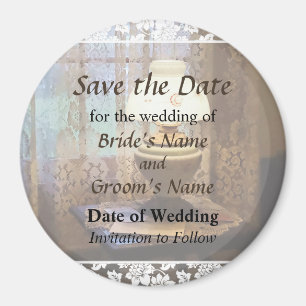 Parlour With Hurricane Lamp Save the Date Magnet