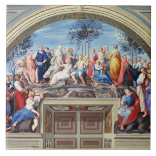 Parnassus and the Disputa, from the Stanza della S Ceramic Tile
