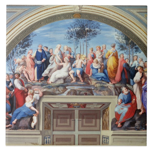 Parnassus and the Disputa, from the Stanza della S Ceramic Tile (Front)