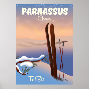 Parnassus Greece Ski travel poster