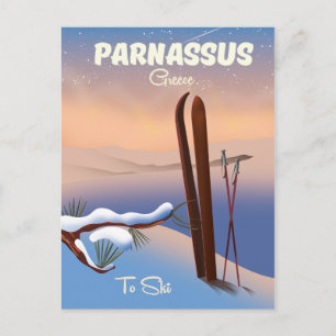 Parnassus Greece Ski travel poster Postcard