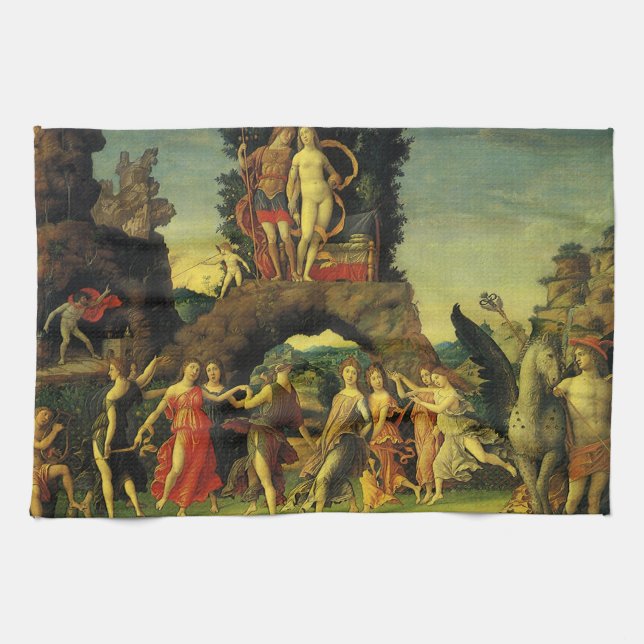 Parnassus, Mars and Venus by Andrea Mantegna Tea Towel (Horizontal)