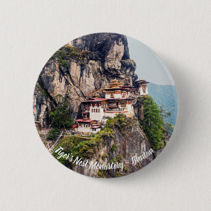 Paro Taktsang: The Tiger's Nest Monastery - Bhutan 6 Cm Round Badge