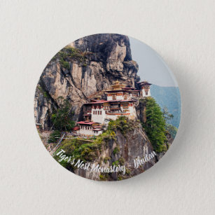 Paro Taktsang: The Tiger's Nest Monastery - Bhutan 6 Cm Round Badge