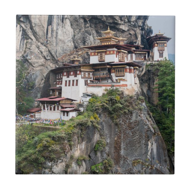 Paro Taktsang: The Tiger's Nest Monastery - Bhutan Ceramic Tile (Front)