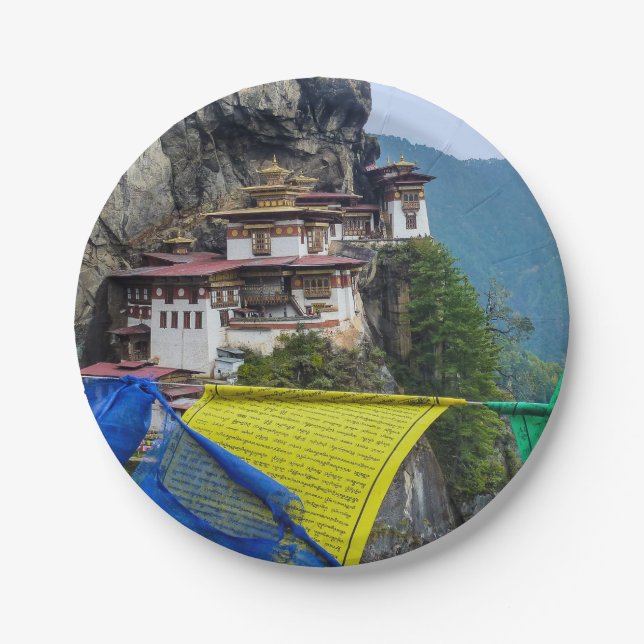 Paro Taktsang: The Tiger's Nest Monastery - Bhutan Paper Plate (Front)